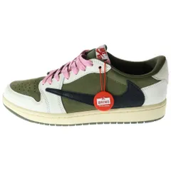 NIKE (ナイキ) ×トラヴィススコット AIR JORDAN 1 エアジョーダン1 リバースオリーブ ローカットスニーカー US9.5/27.5cm DM7866-200
