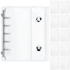 新品 Homgaty シール 帳 透明 シール帳 台紙 M5サイズ 女の子 はがせる シール バインダー クリアバインダー シール手帳 推し活グッズ 透明スリーブ 10枚セット（ラメ入り）