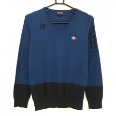 【美品】パーリーゲイツ セーター ネイビー×ダークネイビー コットン混  レディース 1(M) ゴルフウェア PEARLY GATES