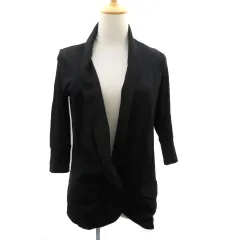 ロイヤルパーティー ROYAL PARTY ショールカラージャケット 七分袖 ミドル丈 無地 38 黒 ブラック /YK38