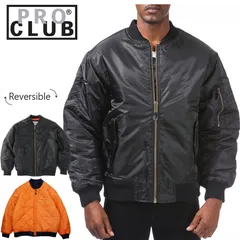 プロクラブ PRO CLUBメンズ ジャケット129 FLIGHT JACKETリバーシブル フライトジャケットブラック BLACKMA-1 無地 オレンジ 黒 ミリタリー 男女兼用