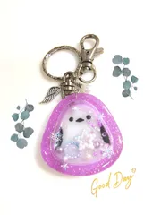 ◆冬模様　シマエナガのシャカシャカキーホルダー◆