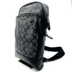 ✨良品✨ COACH コーチ ボディバッグ ウエストポーチ ショルダーバッグ シグネチャー PVC レザー 革 ブラック 黒色 ユニセックス 男女兼用 メンズ レディース