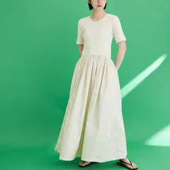 アダムエロペ リブコンビバルーンワンピース 半袖 キナリ