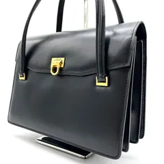 ✨良品✨ CELINE セリーヌ ハンドバッグ トートバッグ ガンチーニ レザー 革 ブラック 黒色 ゴールド金具 型押しロゴ ユニセックス 男女兼用 メンズ レディース