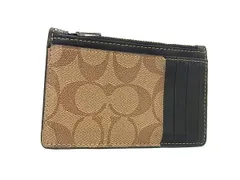 ■美品■ COACH コーチ シグネチャー レザー コインケース コインパース カードケース 小銭入れ ブラウン系×ブラック系 DI3908