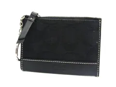■美品■ COACH コーチ シグネチャー キャンバス×レザー キーリング付き コインケース カードケース ブラック系 DY0457