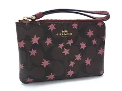 ■新品同様■ COACH コーチ F39045 シグネチャー PVC スター 星柄 ポーチ マルチケース 小物入れ ブラウン系×ピンク系 DJ1328