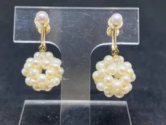 K18 ボール型 パールイヤリング 2.9g ネジ式 18K YG 18金イエローゴールド 