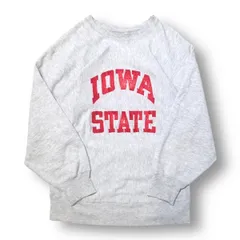 80's Champion REVERSE WEAVE sweat フロッキープリントスウェット IOWA STATE グレー 赤 L チャンピオン リバースウェーブ 