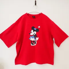古着　GU　ジーユー　レディース　メンズTシャツ　ユニセックス　DISNEY ディズニー　Lサイズ　ミニーマウス　ビックTシャツ　レッド系　赤色