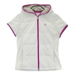 サイズ：L ADIDAS GOLF アディダスゴルフ  フード付　半袖ダウンジップジャケット  ホワイト系 [240101409932] ゴルフウェア レディース ストスト