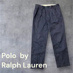 Polo by Ralph Lauren 90s ポロ ラルフローレン コットン ツータック ワイド パンツ ネイビー 34