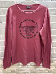 A【A19-33】◇AVIREX   XLサイズ　　　ロンT     赤茶色