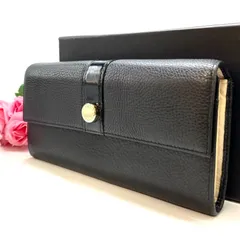 フルラ 長財布  2つ折り 革 黒 ボタン カード 札入れ FX566