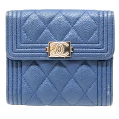 【中古】CHANEL シャネル ボーイシャネル スモールウォレット 型:A80734 キャビア キャビアスキン ブルー 青 財布 ウォレット コンパクトウォレット シャネルロゴ 金具シルバー A2504689【無料ギフトラッピング承ります】