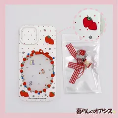 【訳あり】iPhone14/15/15PM 対応 🍓いちご×リボン×アニマル🦌 透明クリアスマホケース 韓国風 ガーリー かわいい