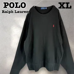 【美品】POLO Ralph Lauren ポロラルフローレン　スウェット　トレーナー　大きいサイズ　XL 前Vステッチ　ポニー刺繍　ブラック　C019
