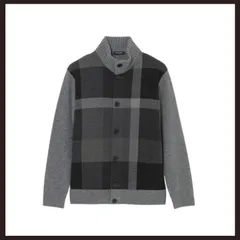 新品未使用　BLACK LABEL CRESTBRIDGE（ブラックレーベル・クレストブリッジ）　パネルチェック ハイネックカーディンガン　M　ブラック