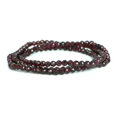 ガーネットカット ４ｍｍ ３連 １点もの ブレスレット 数珠 パワーストーン 天然石 アクセサリー ハンドメイド