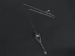 ■美品■ SWAROVSKI スワロフスキー ラインストーン ネックレス ペンダント アクセサリー レディース ダークシルバー系 DK8327