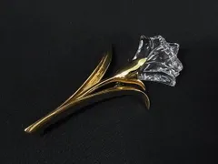 ■美品■ SWAROVSKI スワロフスキー フラワー 花モチーフ ピンブローチ ピンバッジ アクセサリー ゴールド系×クリア DK8372