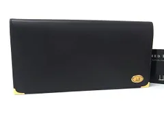 ■美品■ dunhill ダンヒル オックスフォード レザー 二つ折り 長財布 ウォレット 札入れ カード入れ メンズ ブラック系 DK8641
