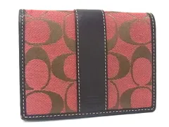 COACH コーチ シグネチャー キャンバス×レザー 二つ折り 財布 ウォレット 札入れ 小銭入れ レディース ブラウン系×レッド系 DK8674