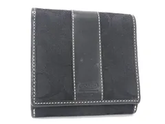 ■美品■ COACH コーチ シグネチャー キャンバス×レザー Wホック 二つ折り 財布 ウォレット 小銭入れ 札入れ ブラック系 DK8827
