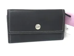 ■美品■ COACH コーチ レザー 三つ折り 長財布 ウォレット 小銭入れ 札入れ レディース ブラック系 DK8842