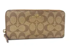 COACH コーチ F59267 シグネチャー PVC ラウンドファスナー 長財布 ウォレット 小銭入れ 札入れ レディース メンズ ブラウン系 DK8849
