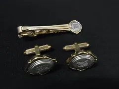 Burberrys バーバリーズ カフスボタン カフリンクス ネクタイピン タイクリップ 2点セット シャンパンゴールド系×シルバー系 DK7915