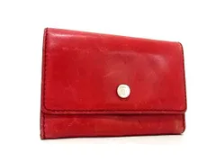 CELINE セリーヌ マカダム レザー 三つ折り 財布 ウォレット 小銭入れ 札入れ カード入れ レディース レッド系 DK8055