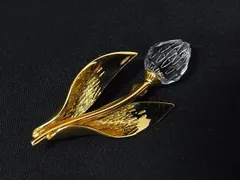 ■美品■ SWAROVSKI スワロフスキー クリスタル ピンブローチ ピンバッジ アクセサリー レディース ゴールド系×クリア DK8182