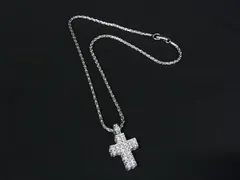 ■美品■ SWAROVSKI スワロフスキー クロス 十字架 ラインストーン ネックレス ペンダント アクセサリー シルバー系 DK7855