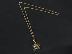 ■美品■ SWAROVSKI スワロフスキー クリスタル クローバー 四つ葉 ネックレス ペンダン卜 アクセサリー ゴールド系×クリア DK7984