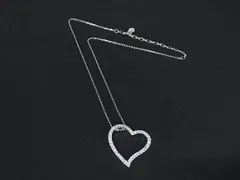 ■美品■ SWAROVSKI スワロフスキー ラインストーン ハート ネックレス ペンダン卜 アクセサリー レディース シルバー系 DK8027