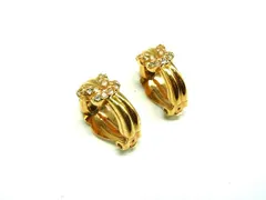 ■美品■ SWAROVSKI スワロフスキー ラインストーン クリップ式 イヤリング アクセサリー レディース ゴールド系 DK5520
