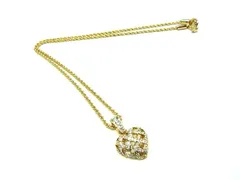 ■極美品■ SWAROVSKI スワロフスキー ハート ラインストーン ネックレス ペンダント アクセサリー レディース ゴールド系 DK4728
