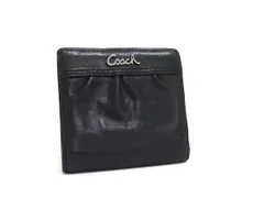 ■美品■ COACH コーチ レザー二つ折り  財布 ウォレット 小銭入れ 札入れ レディース メンズ ブラック系 DK2457