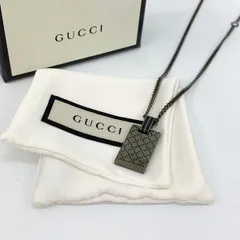 GUCCI グッチ ディアマンテ ネックレス ペンダント アクセサリー Ag925 スクエアプレート ロゴ メンズ  シルバー系 服飾 DF17243■