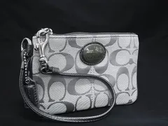 ■美品■ COACH コーチ シグネチャー キャンバス×レザー マルチポーチ マルチケース 小物入れ レディース グレー系 DJ4851
