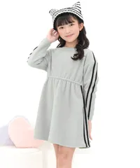 Bee【♪クーポン利用で20％OFF♪】ウエストギャザーラインワンピース◇杢グレー◇子供服 キッズ 女の子 長袖 フリース 無地 100 110 120 130 140 150