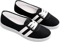 ReiLuana スニーカー レディース シューズ スリッポン 靴 キャンバス 浅い ローファー 人気 カワイイ お洒落 フラット ぺたんこ ローヒール 通勤 通学 疲れない 軽い 蒸れない (ブラック,  24.5 cm)