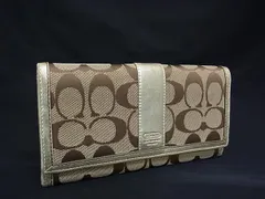 COACH コーチ シグネチャー キャンバス×レザー 二つ折り 長財布 ウォレット レディース ブラウン系×ゴールド系 DJ3852