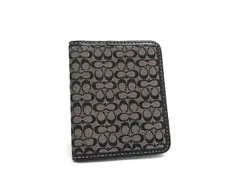 COACH コーチ ミニシグネチャー キャンバス×レザー カードケース カード入れ パスケース 定期入れ レディース ブラック系 DJ3860