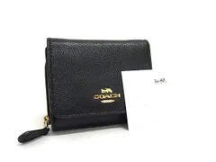 ■美品■ COACH コーチ F37968 レザー 三つ折り 財布 ウォレット 札入れ 小銭入れ カード入れ レディース メンズ ブラック系 DJ4061