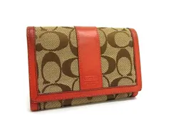 COACH コーチ シグネチャー レザー 二つ折り 財布 ウォレット 札入れ 小銭入れ カード入れ ブラウン系×オレンジ系 DJ4151
