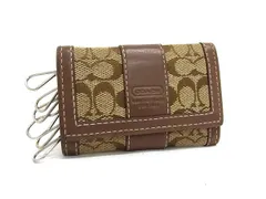 COACH コーチ シグネチャー キャンバス×レザー 6連 キーケース 鍵入れ レディース ブラウン系 DJ4622