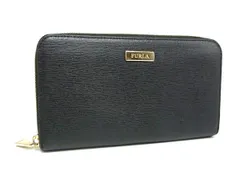■美品■ FURLA フルラ レザー ラウンドファスナー 長財布 ウォレット 札入れ 小銭入れ レディース メンズ ブラック系 DJ4654